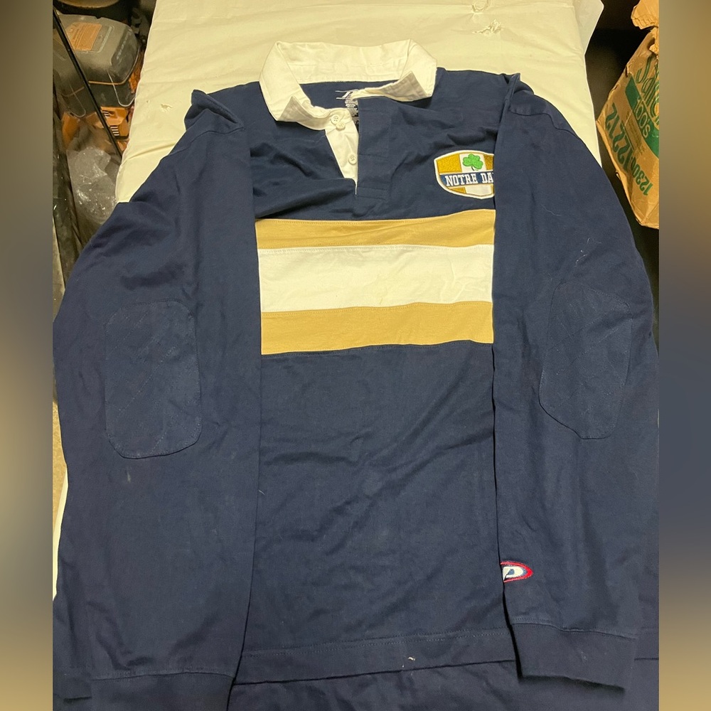 Vintage NOTRE DAME Fighting Irish Long Sleeve Rugby Shirt Size XL